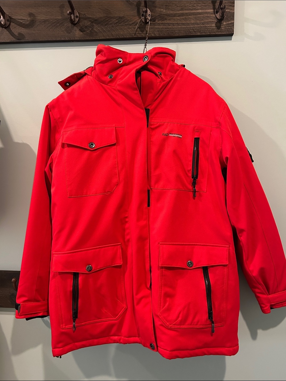 Men's Red Hooded Winter Jacket